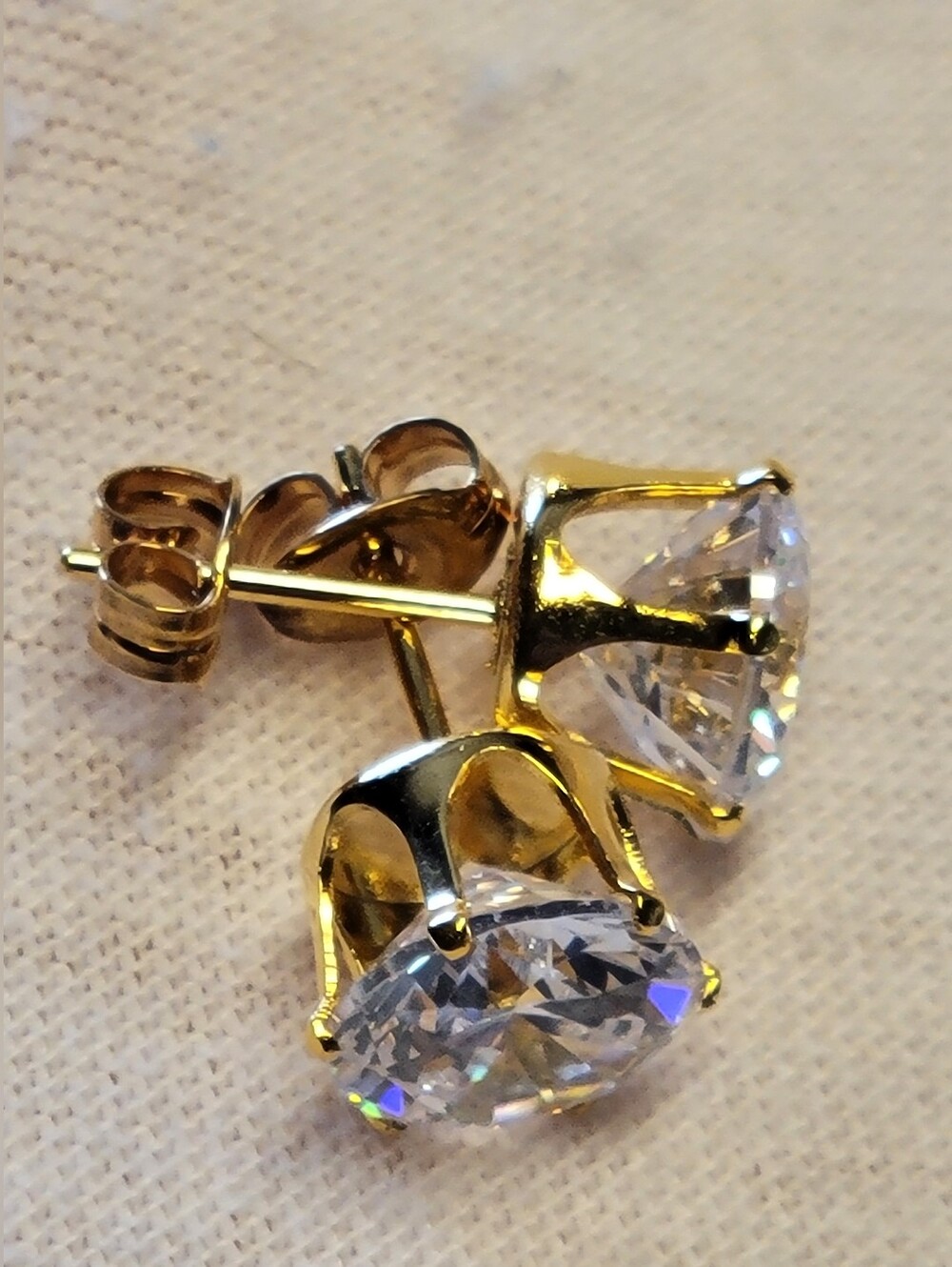 18kt Gold Filled Square CZ Diamond Studs - 8mm - New